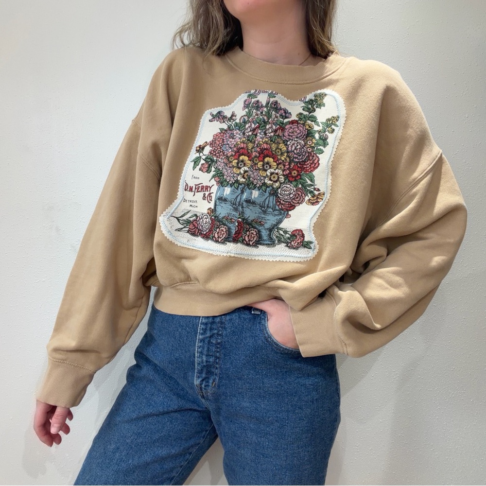 Floral Patchwork Cropped Sweatshirt - image 2